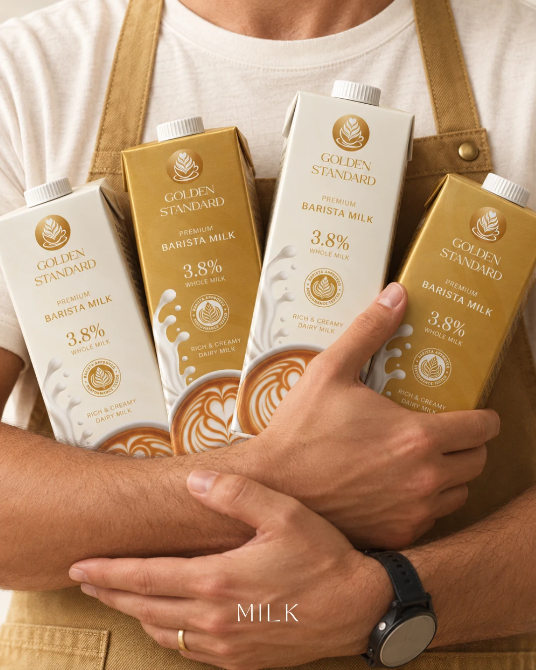 Barista drži Golden Standard mlijeka