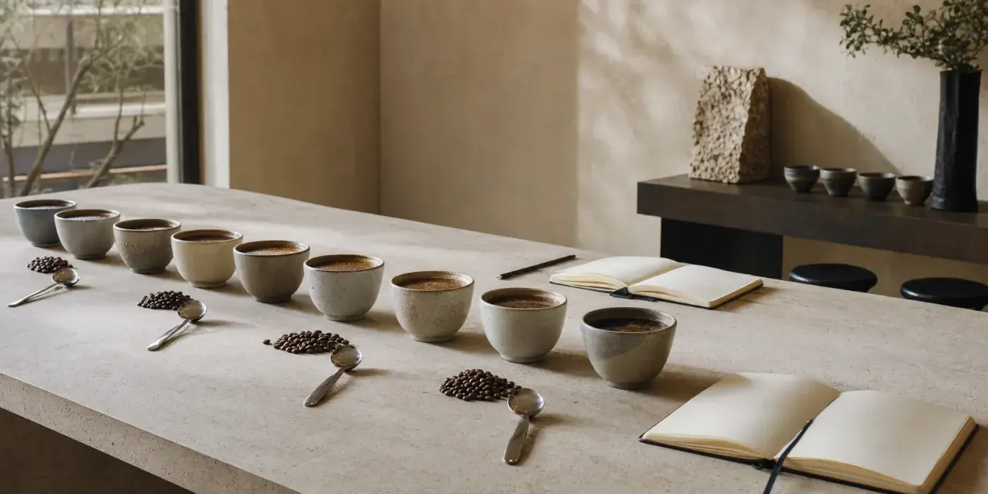 Sto pripremljen za profesionalni cupping kafe